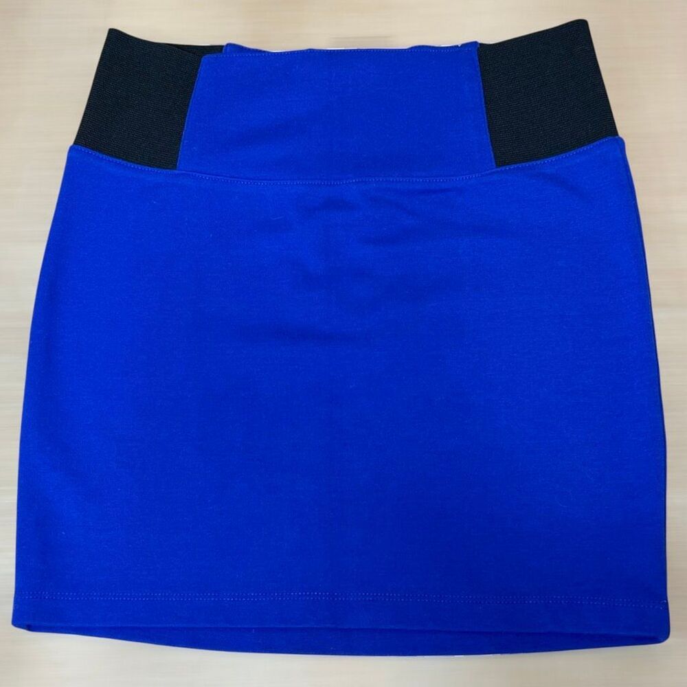 Charlotte Russe, Blue Mini Skirt, Elastic Side Panels, Zipper Back, Women’s XS
